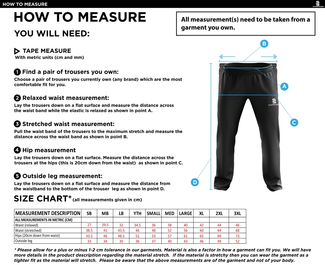 Dragon School Staff Ripstop Track Pant Navy - MEN'S - Size Guide