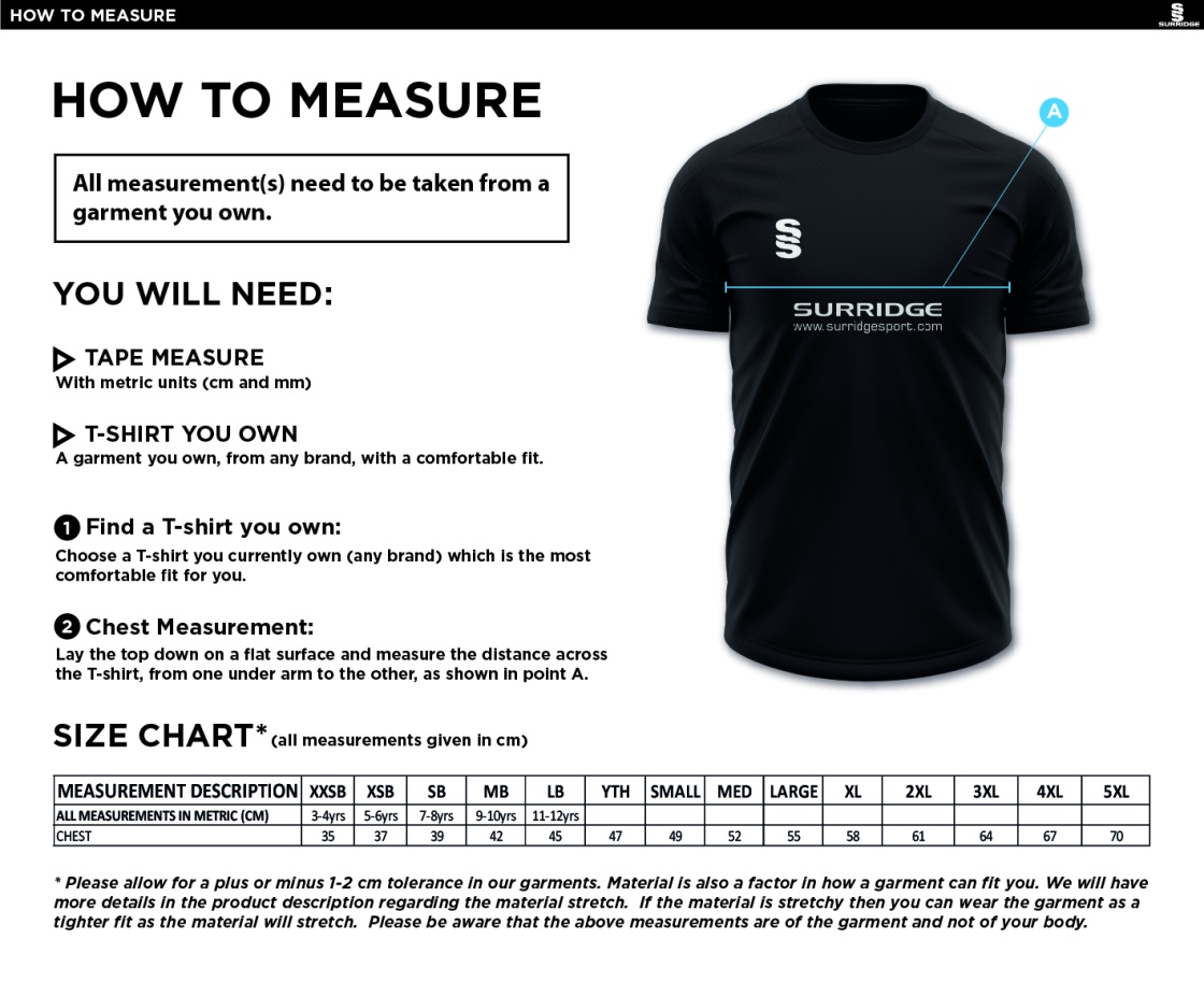 Dragon School Staff Dual Training Shirt - MEN'S - Size Guide